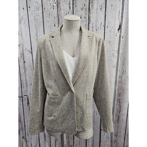 WN Women's XL Amanda + Chelsea Beige Single Button Blazer Suit Coat Sport Jacket